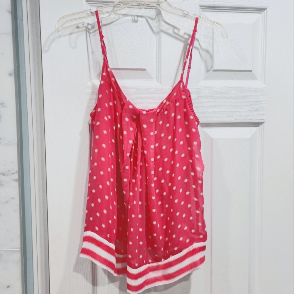 New York Company Camisole Tank Top Women M Pink Polka Dot Lined Polyester